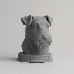 Welsh Terrier Dog Bust with Nameplate - Personalized Pet Memorial Statue 3d model
