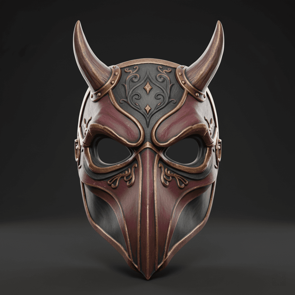 Horned Plague Wearable Horror Mask Detailed STL Download 3d model