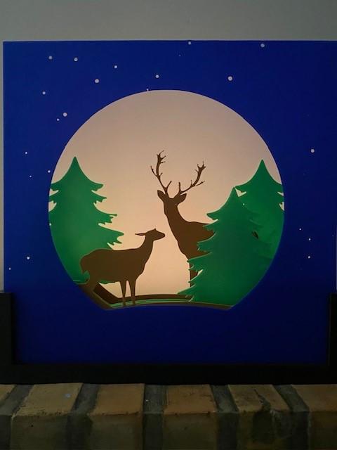 Deer landscape shadow box (christmas) 3d model