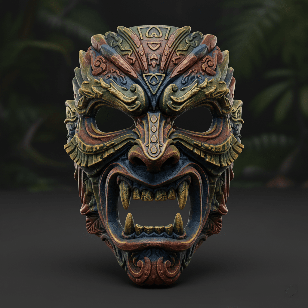 Jungle Beast Demon Wearable Mask Detailed STL 3d model