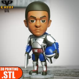 Mandalorian Fleet Commander Chibi STL for 3D Printing ChibiSTL 3DXM 3d model