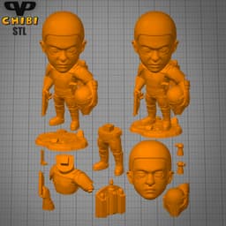 Mandalorian Fleet Commander Chibi STL for 3D Printing ChibiSTL 3DXM 3d model