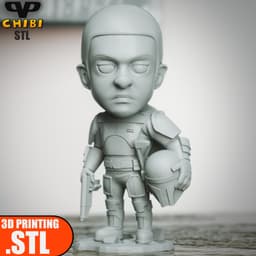 Mandalorian Fleet Commander Chibi STL for 3D Printing ChibiSTL 3DXM 3d model