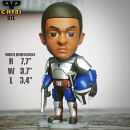 Mandalorian Fleet Commander Chibi STL for 3D Printing ChibiSTL 3DXM 3d model