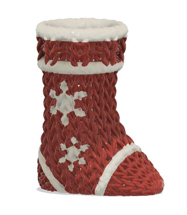 Knitted Stocking Container.stl - Dual color remix with snowflakes - 3d model