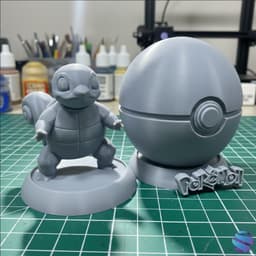 Squirtle & Pokeball Display Stand 3D Print Model STL - Multi-Part Detailed Set 3d model