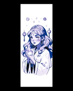 Anime Style Depiction of a Young Fortune Teller - Set of 3 Bookmarks 3d model