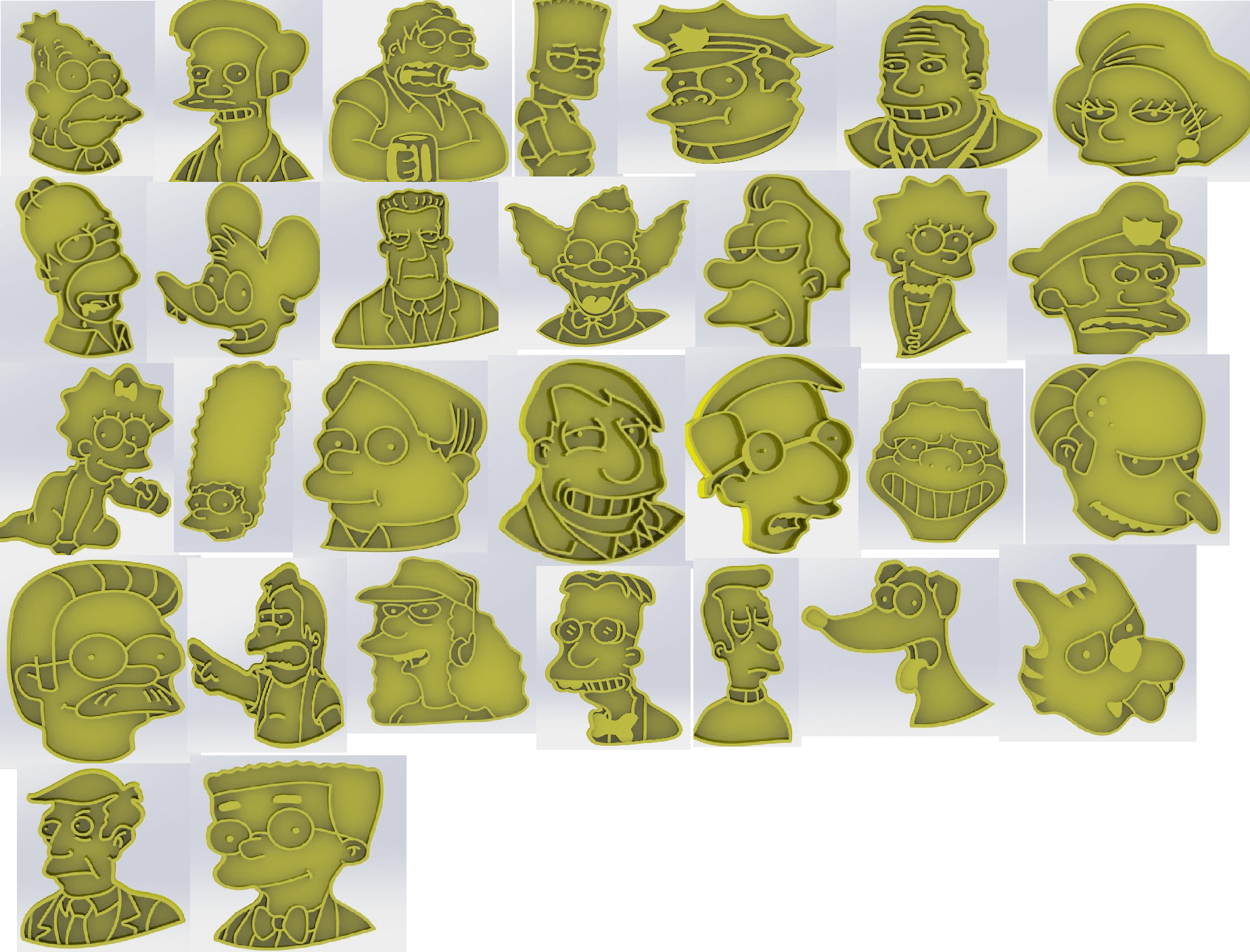 Simpsons cookie cutters set 30 pieces  3d model