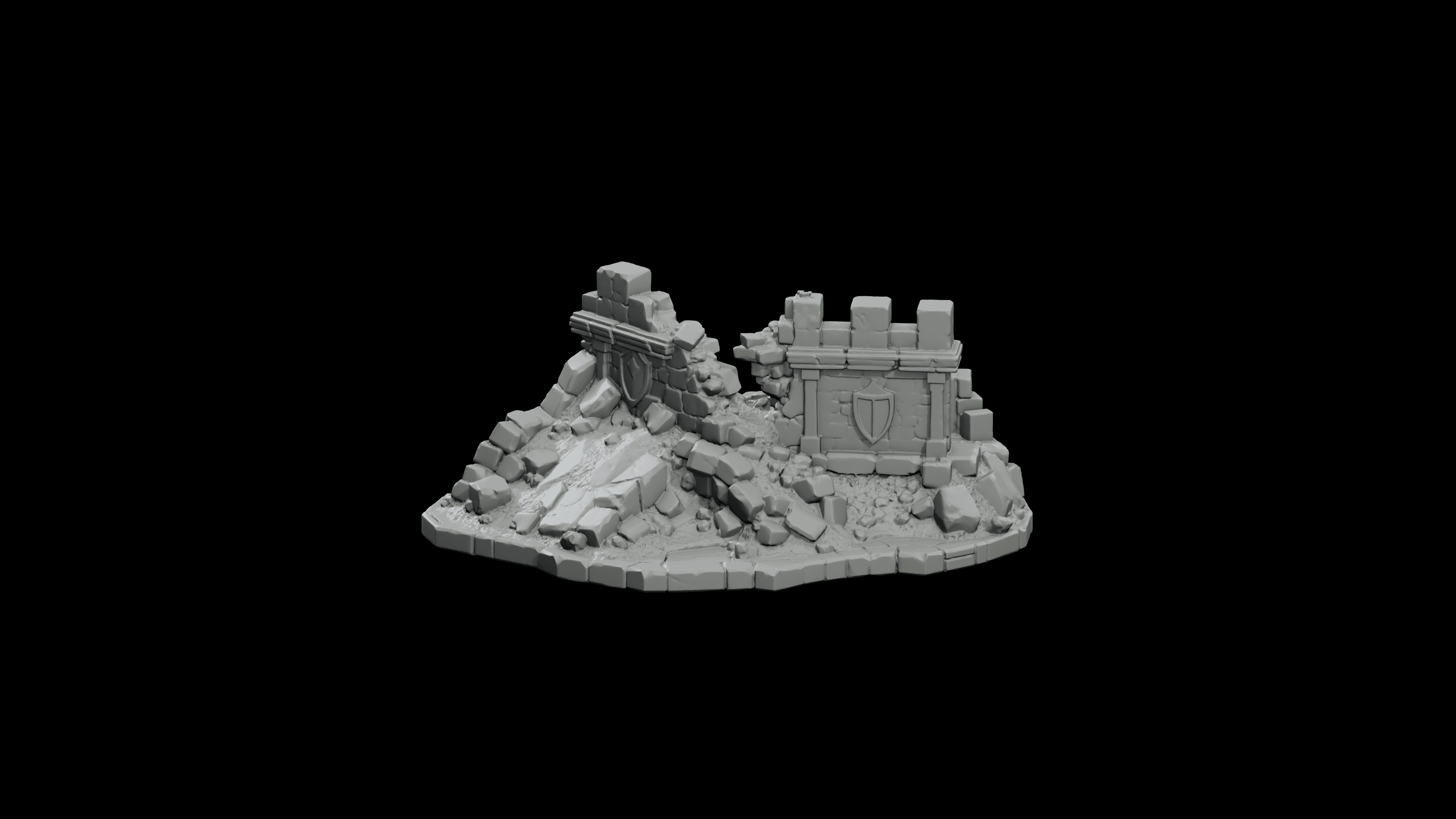 Broken Siege Rampart STL - Printable D&D Tabletop Terrain 3d model