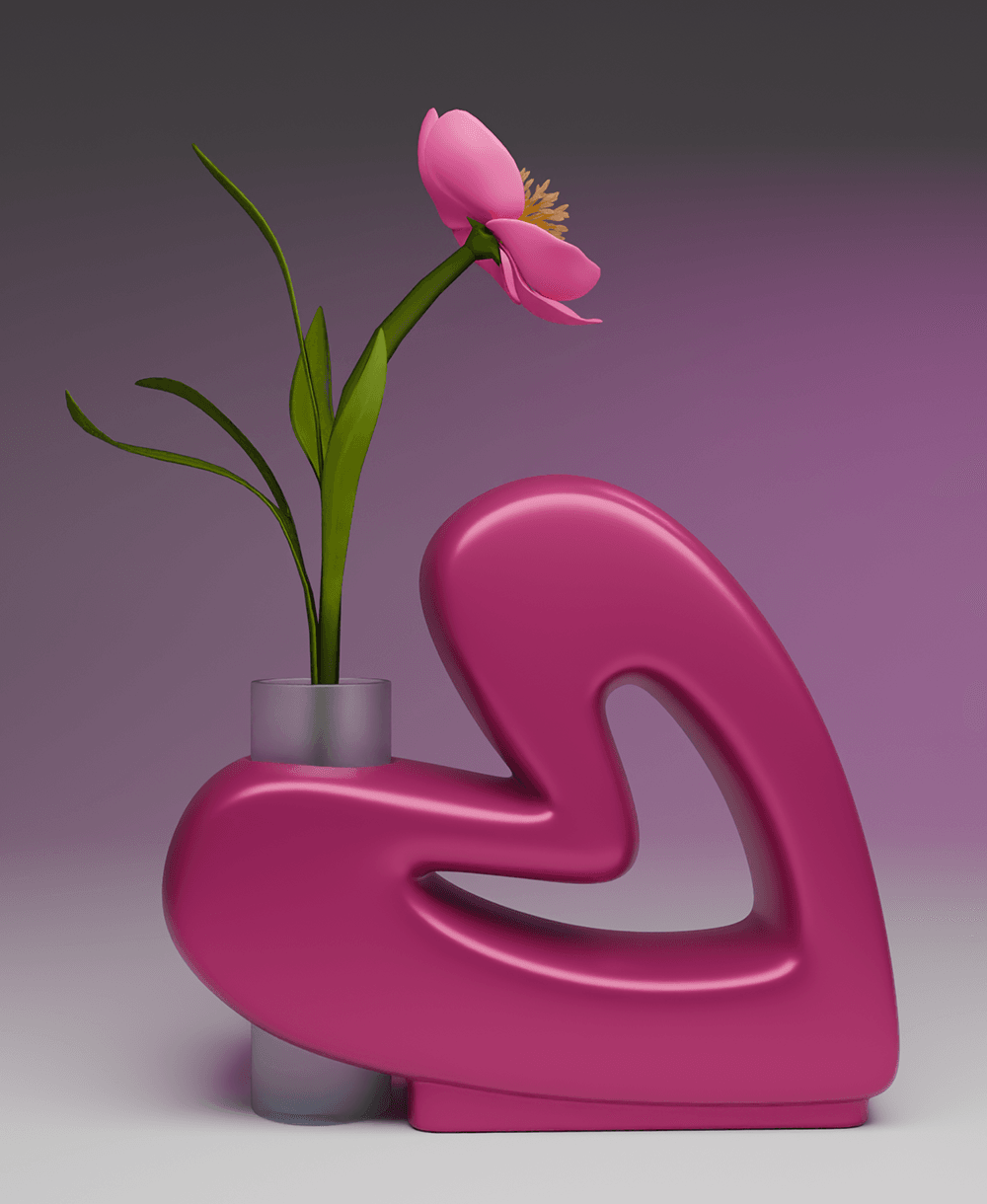 Heart Shaped Flower Vase 3d model