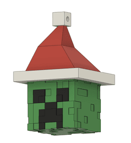 Creeper Head Santa Hat Christmas Tree Ornament 3d model