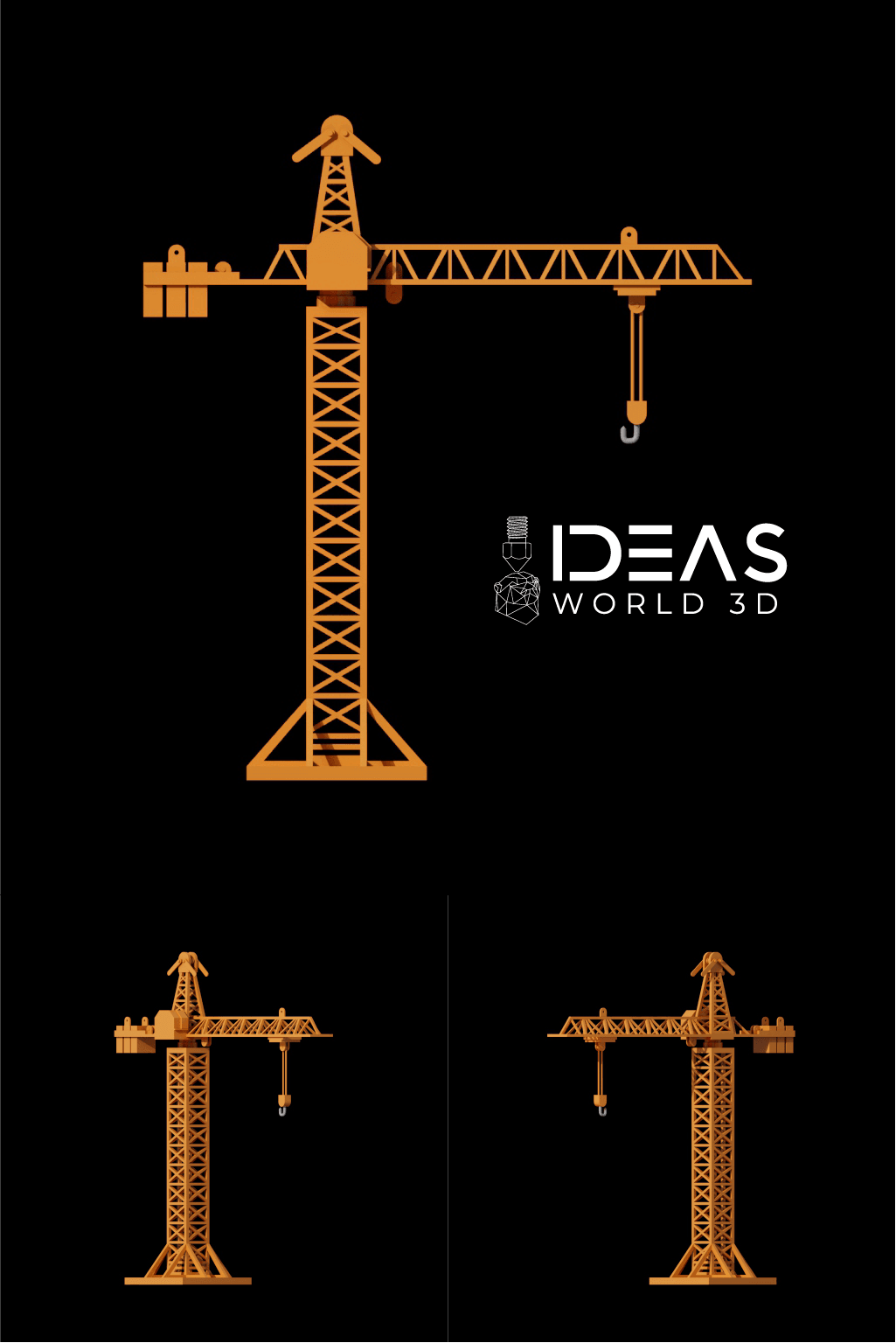 3D Printable Construction Crane – Detailed Industrial Model for Display & Projects 3d model