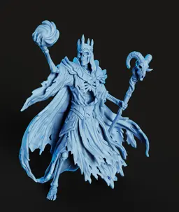 Lich King STL | Fantasy Figure 3D Print | Undead Mage 3d model