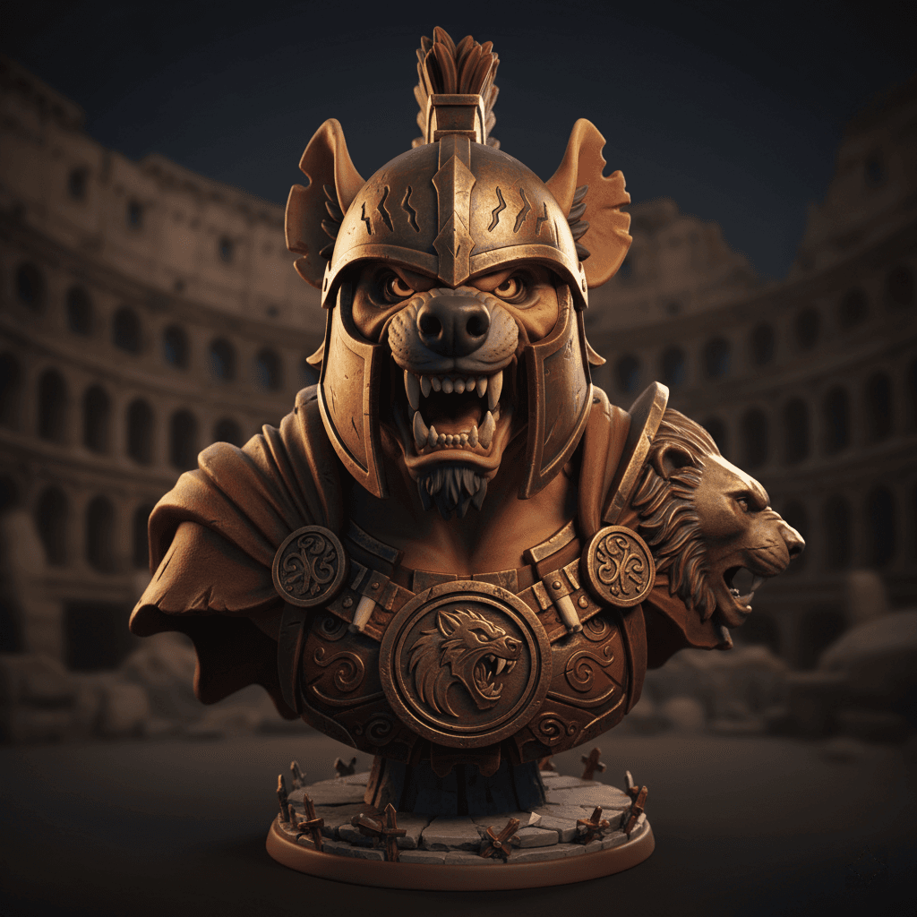 Gladiator Hyena Bust Champion Premium STL Design 3d model
