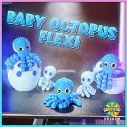 Baby Octopus Flexi - Cute Articulated Mini Fidget, Keychain & Egg Capsule 3d model