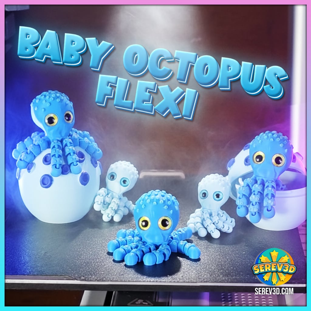 Baby Octopus Flexi - Cute Articulated Mini Fidget, Keychain & Egg Capsule 3d model
