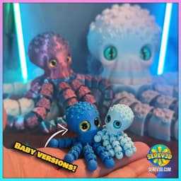 Baby Octopus Flexi - Cute Articulated Mini Fidget, Keychain & Egg Capsule 3d model