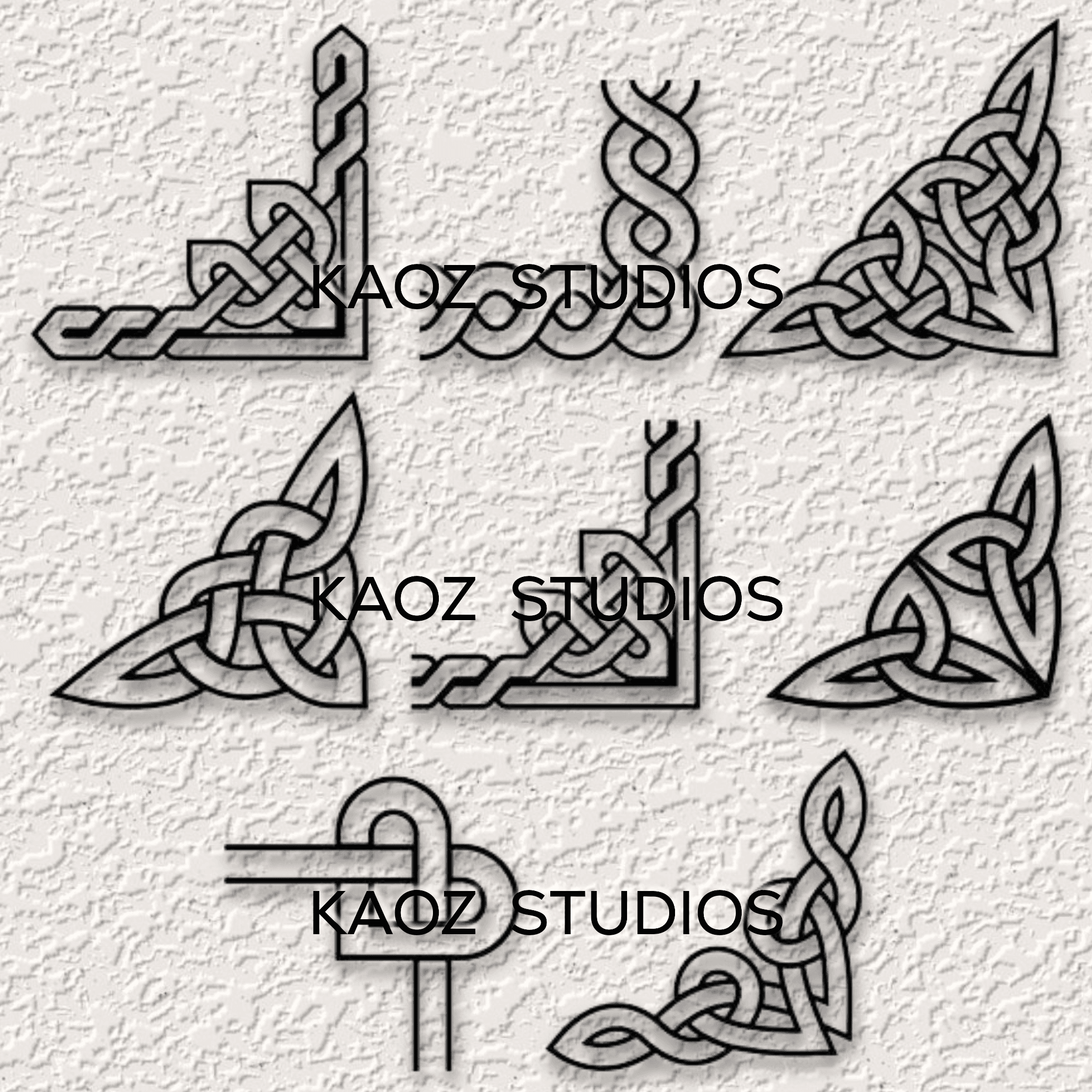 set of 8 celtic wall art corner wall decor valhalla scroll decorations 3d model