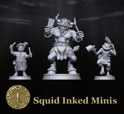 Bard Party Halfling Grung Minotaur 3d model