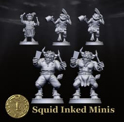 Bard Party Halfling Grung Minotaur 3d model