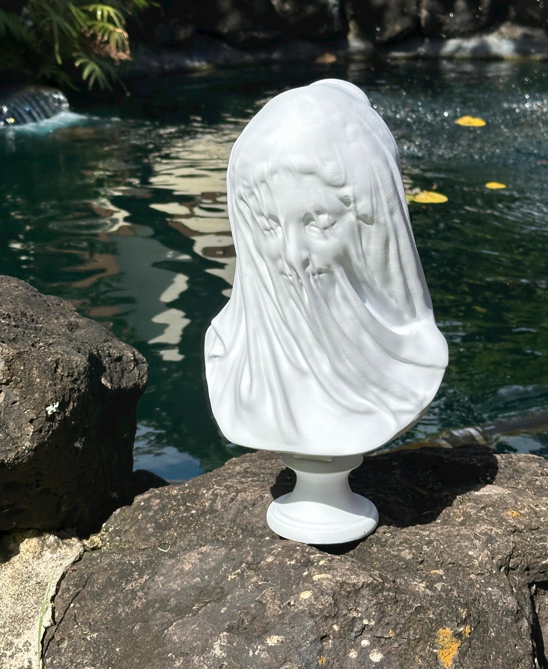Veiled Virgin Sculpture - Scaled to 115% and Printed on the X1C at .08 layer height with MatterHackers White Build Series PLA.  - 3d model