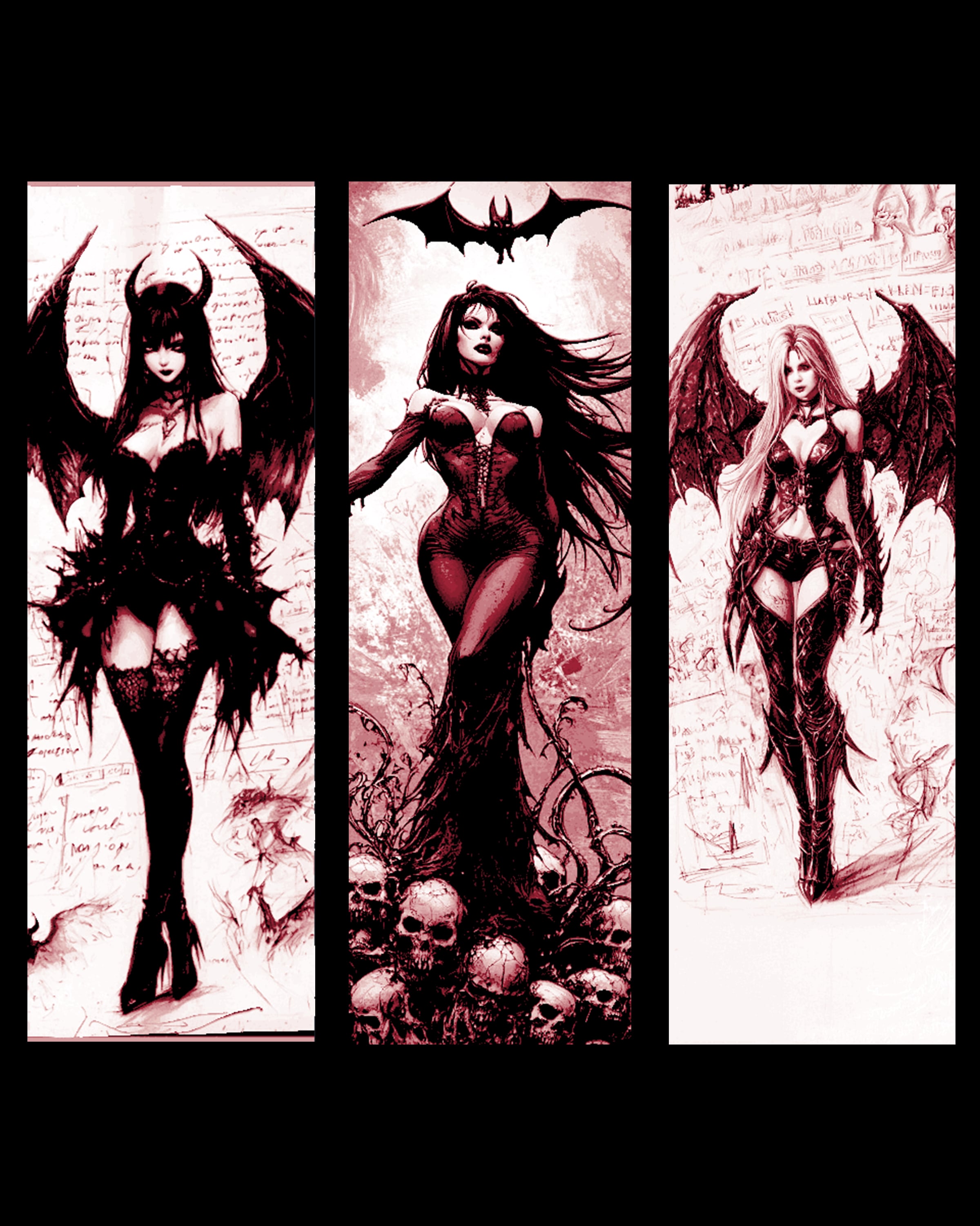 Sketches of the midnight walkers - Vampires - Set of Bookmarks 3d model