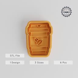 Green Tea Cookie Cutter & Stamp, 6-Piece Set for Fondant, S/M/L Sizes, Perfect Tea-Themed Baking PRODUCT_4301 3d model