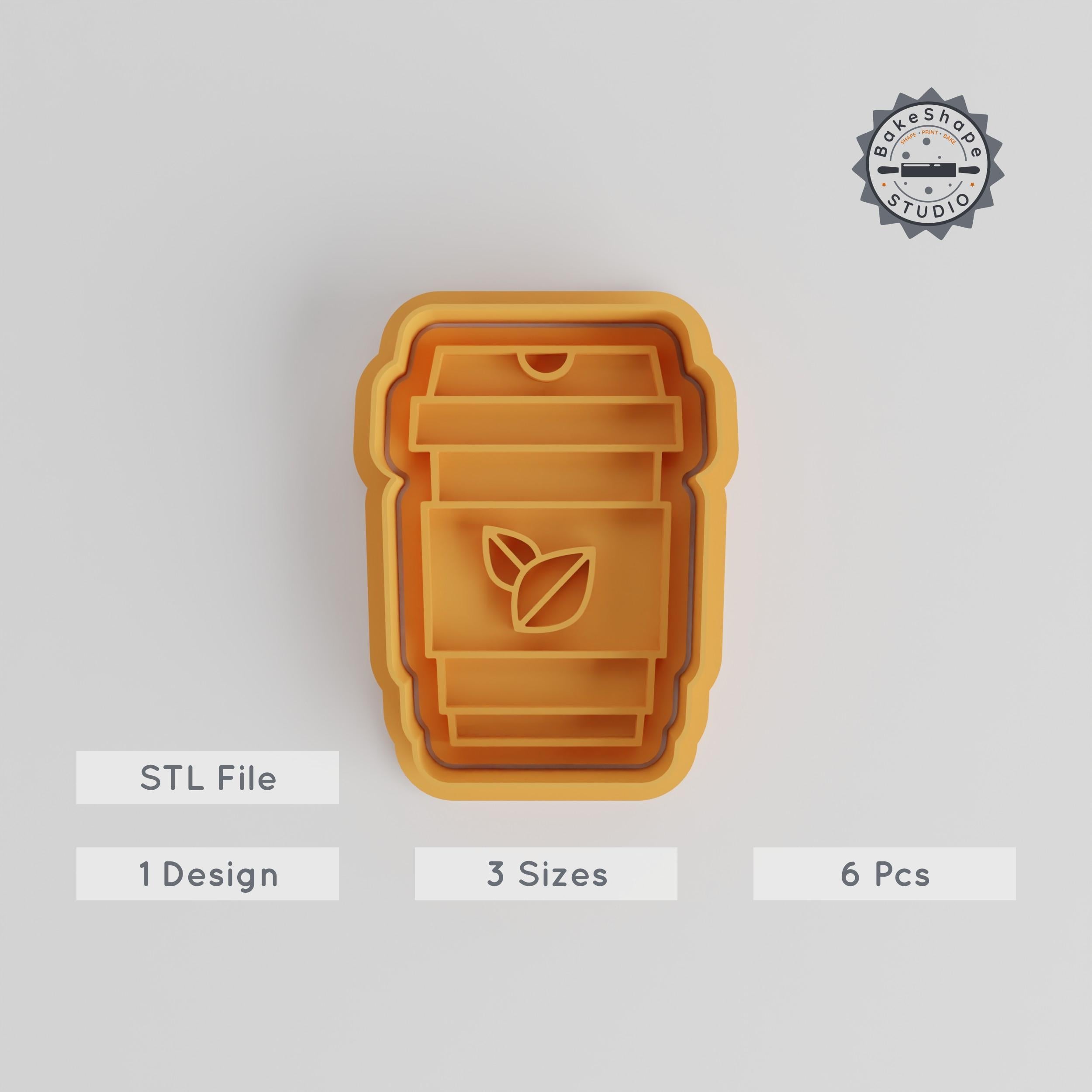 Green Tea Cookie Cutter & Stamp, 6-Piece Set for Fondant, S/M/L Sizes, Perfect Tea-Themed Baking PRODUCT_4301 3d model
