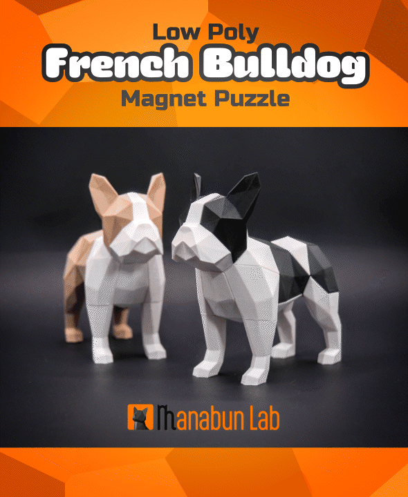 Low Poly French Bulldog Magnet Puzzle (No supports, no AMS) 3d model