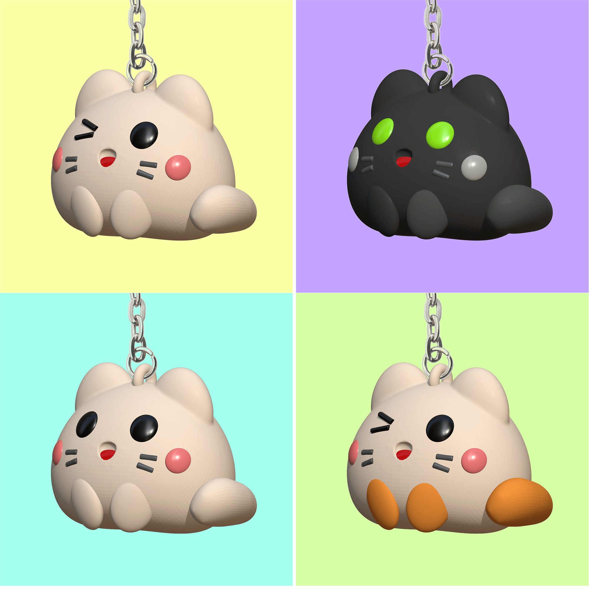 Cute Beige Cat Winking 3d model