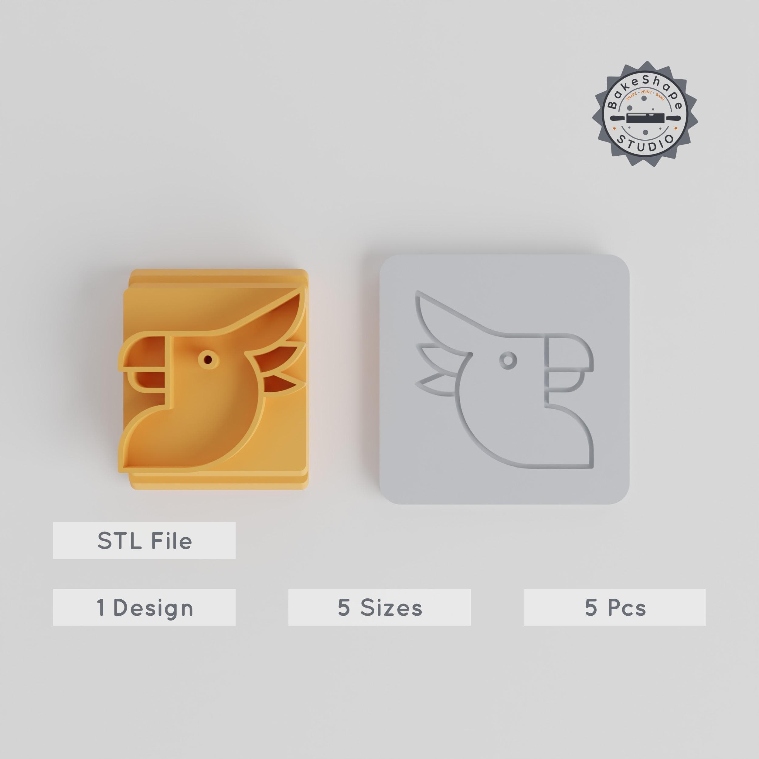 Cockatoo Stamp Tile Set, 5 Sizes, Perfect for Clay & Cookies, Exotic Bird Motif, Parrot Bird Icon for Fondant PRODUCT_1715 3d model
