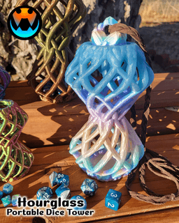 Twisted Hour Glass Dice Tower and Holder 3d model