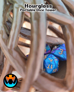 Twisted Hour Glass Dice Tower and Holder 3d model