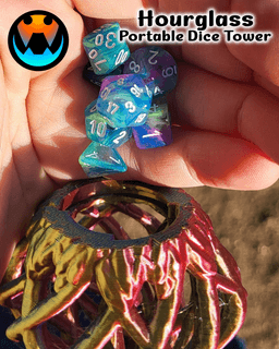 Twisted Hour Glass Dice Tower and Holder 3d model