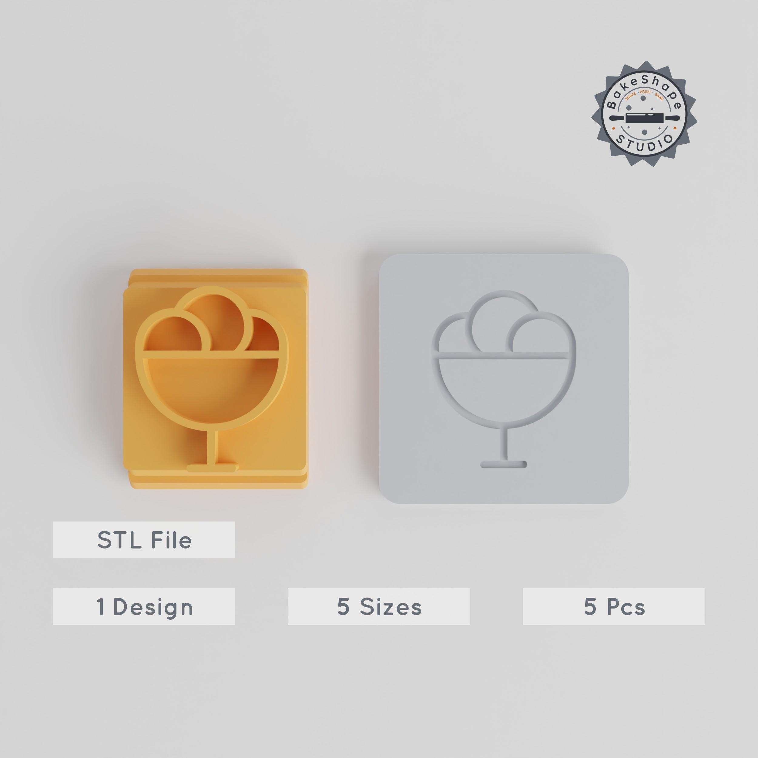 Ice Cream Stamp Tile Collection, Set of 5 Sizes, Perfect for Clay, Cookies & Fondant, Sweet Dessert Icon Motif for Party Celebrations PRODUCT_4688 3d model