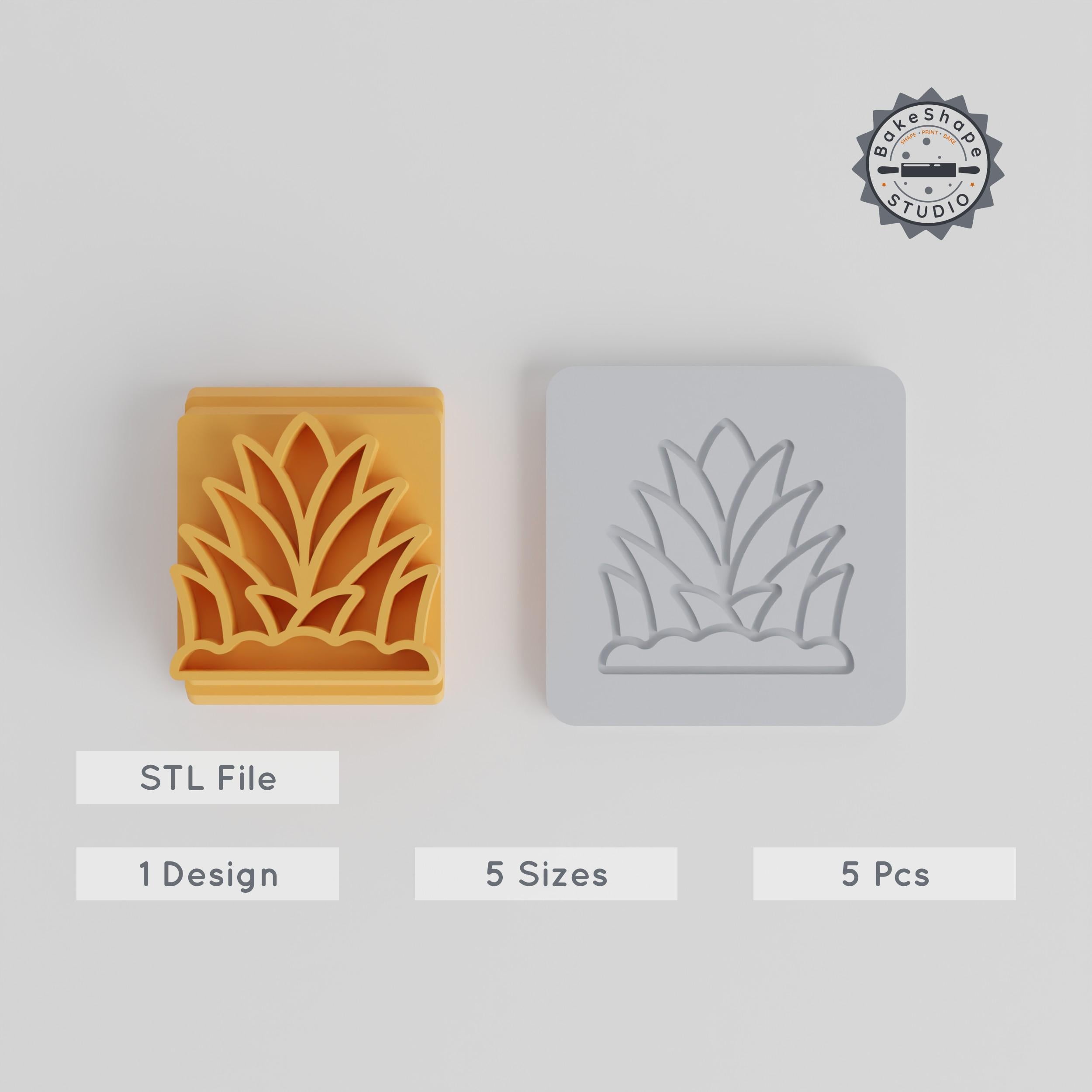 Grass Stamp Tile, 5 Size Set, 20-40mm, Perfect for Clay, Cookie & Fondant Motifs PRODUCT_1486 3d model