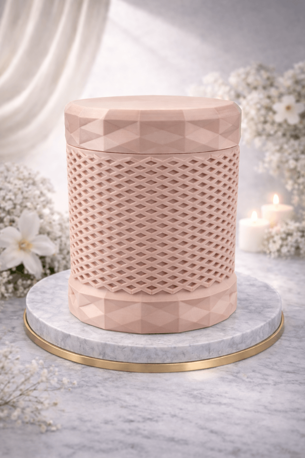 AUREA – Geometric Design Urn | 3D Print STL | Modern Memorial Urn with Structured Band | I 3d model