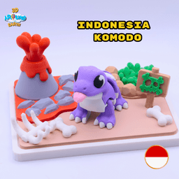 Cute Flexi Komodo Dragon Diorama - Indonesia 3d model