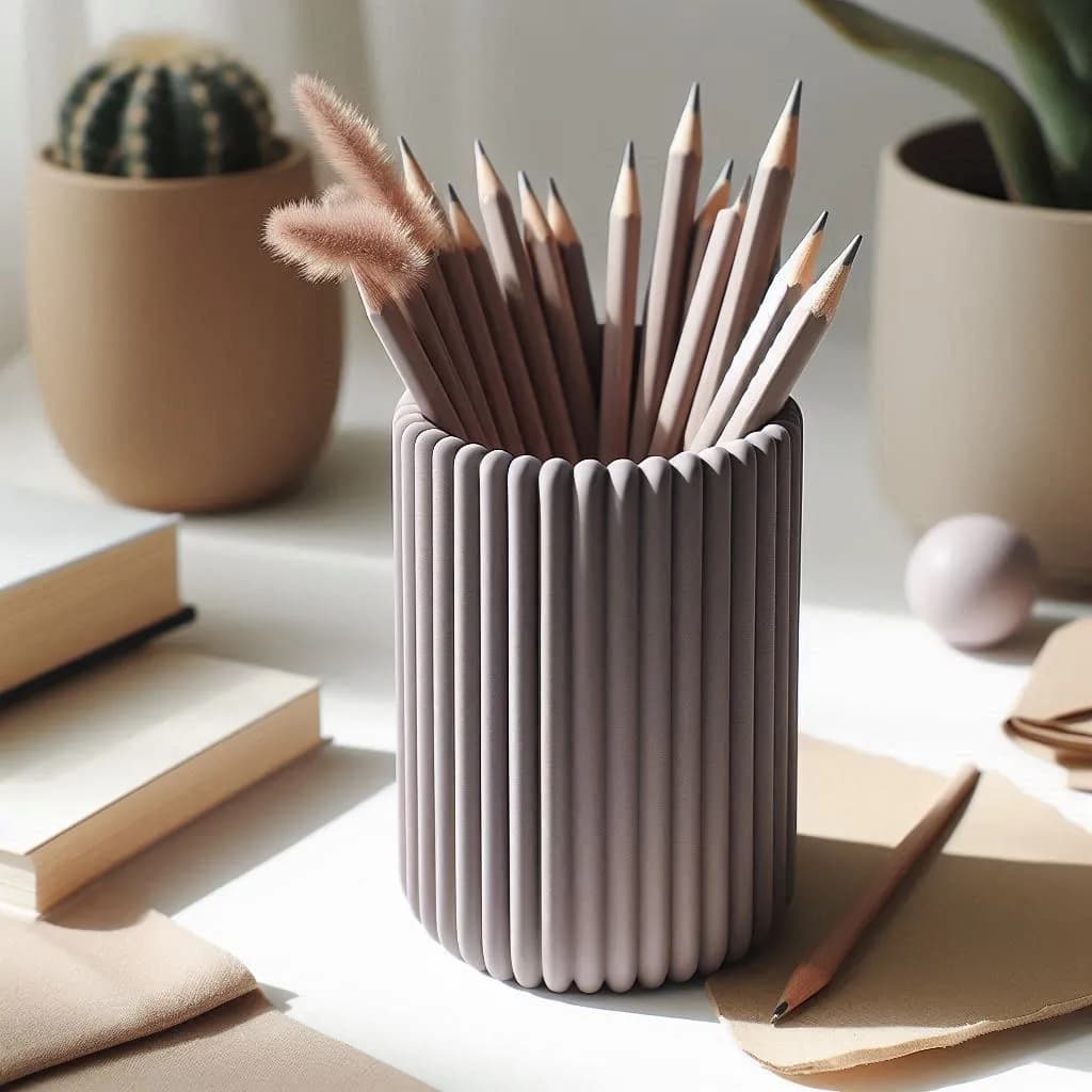 Modern designed Ribbed Pencil Holder, Pencil Cup 3d model