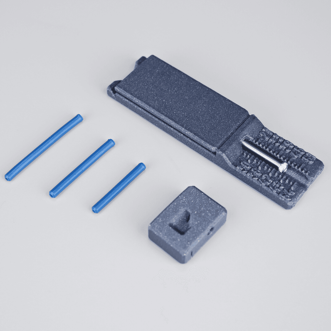 Universal PTFE Tube Jig - Assembled jig and sample PTFE tubes - 3d model