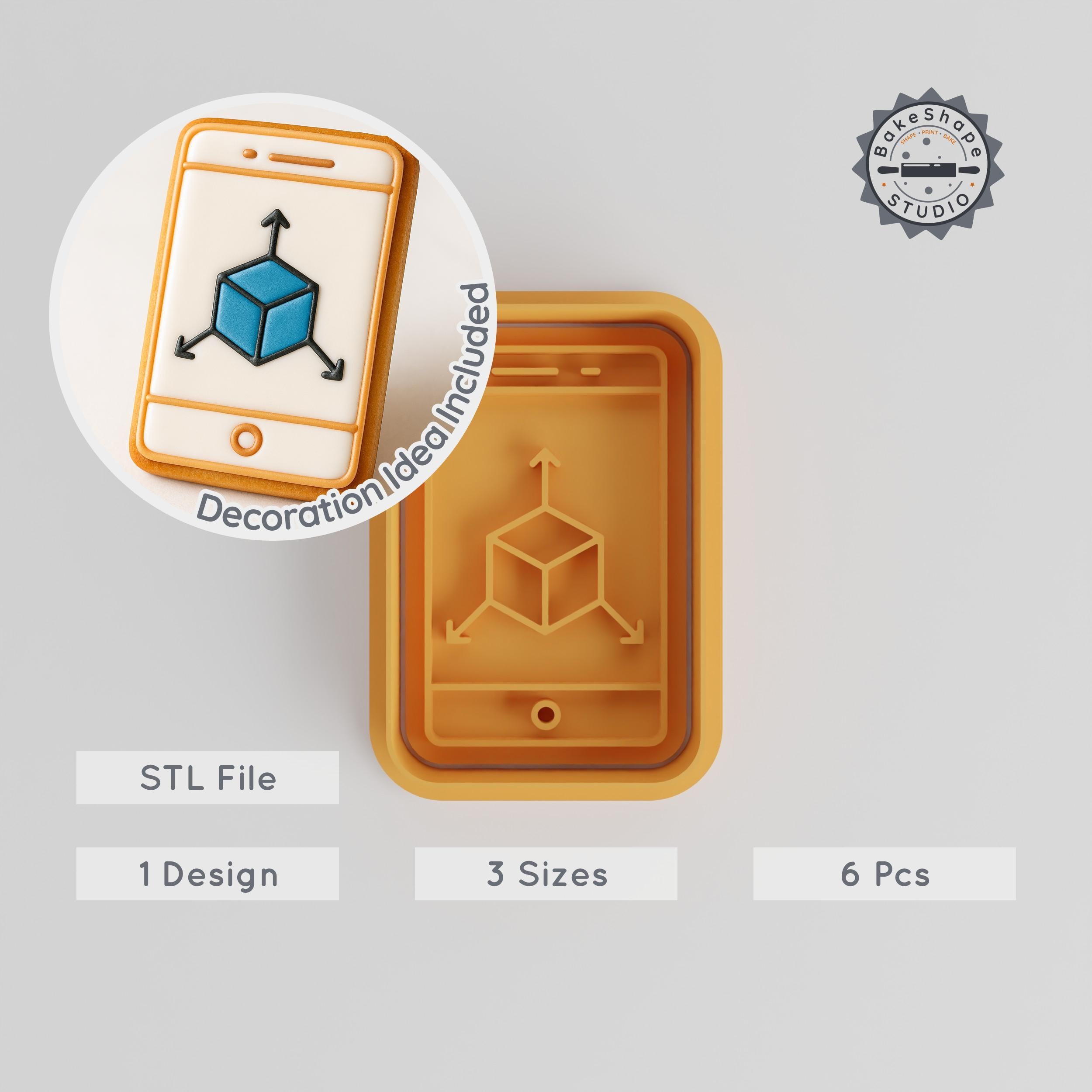 3D Cube Cutter & Stamp Set, Perfect for Cookies & Fondant, Includes 3 Sizes S/M/L, 6 Pcs PRODUCT_2880 3d model
