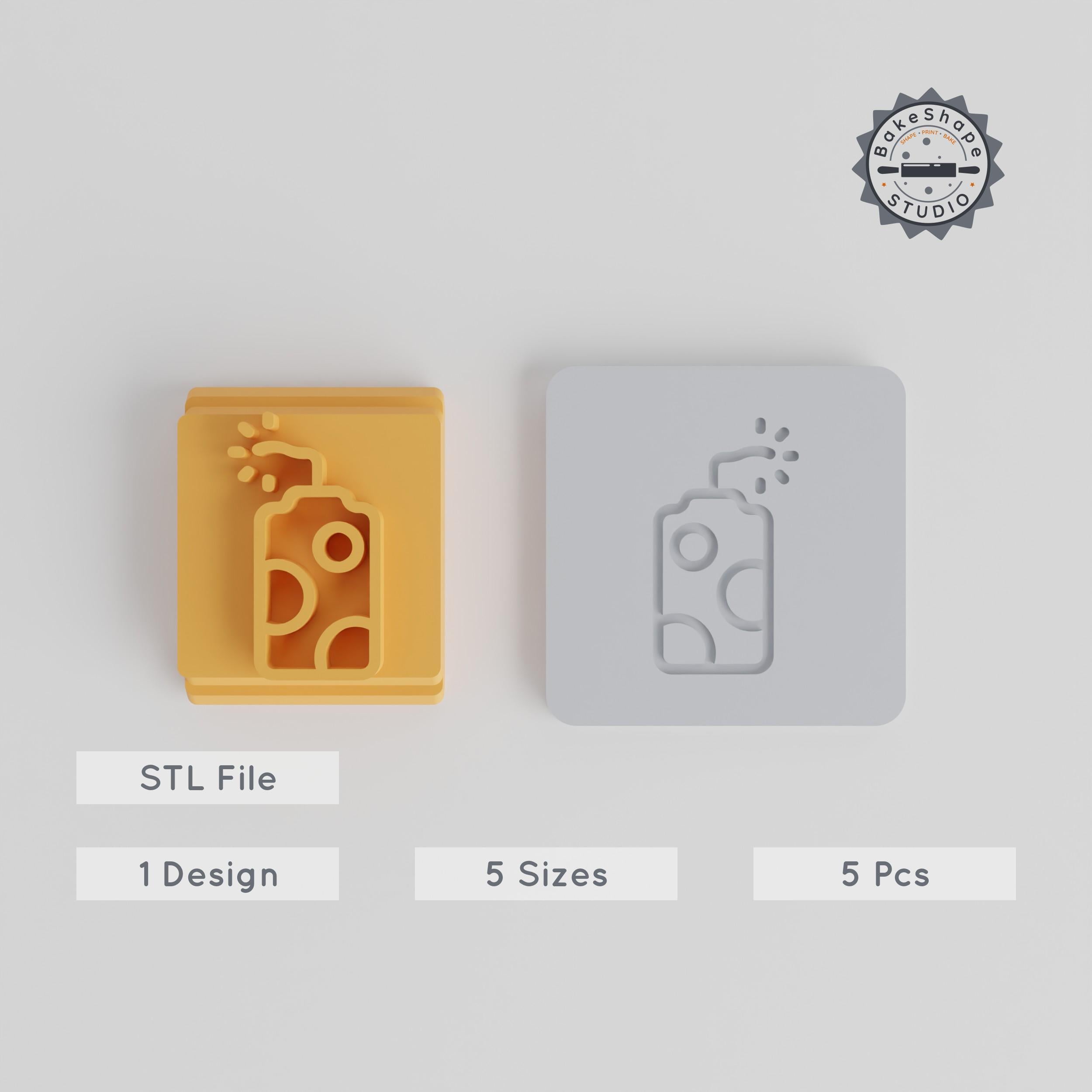 Firecracker Stamp Tile Set, 5 Motif Sizes, Perfect for Clay & Cookies, Party Celebration Decoration PRODUCT_4649 3d model