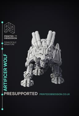 Artificer wolf - 2 Models - PRESUPPORTED - 32mm scale 3d model
