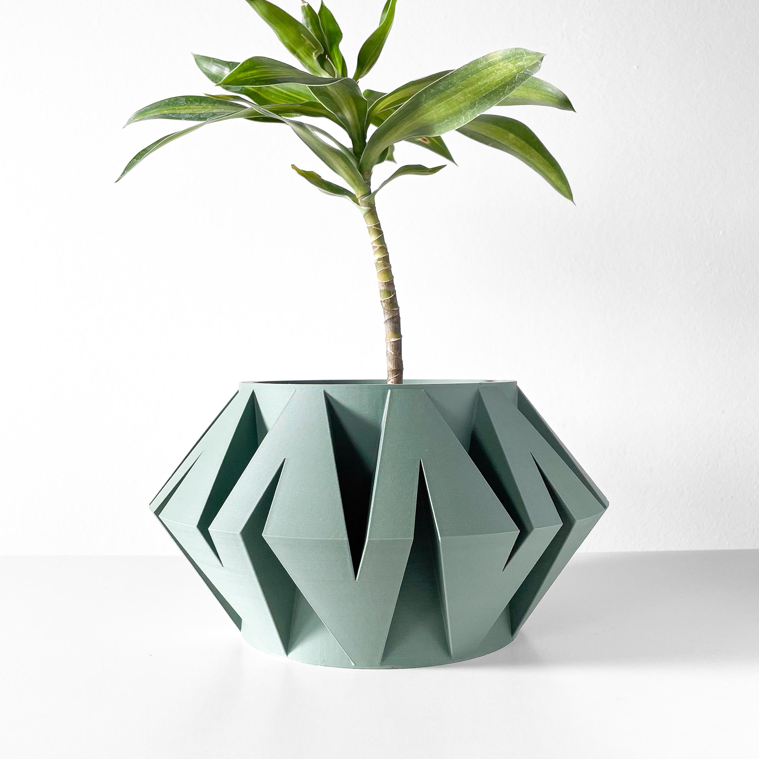 The Kovi Planter Pot with Drainage Tray & Stand Included: Modern and Unique Home Decor for Plants a 3d model