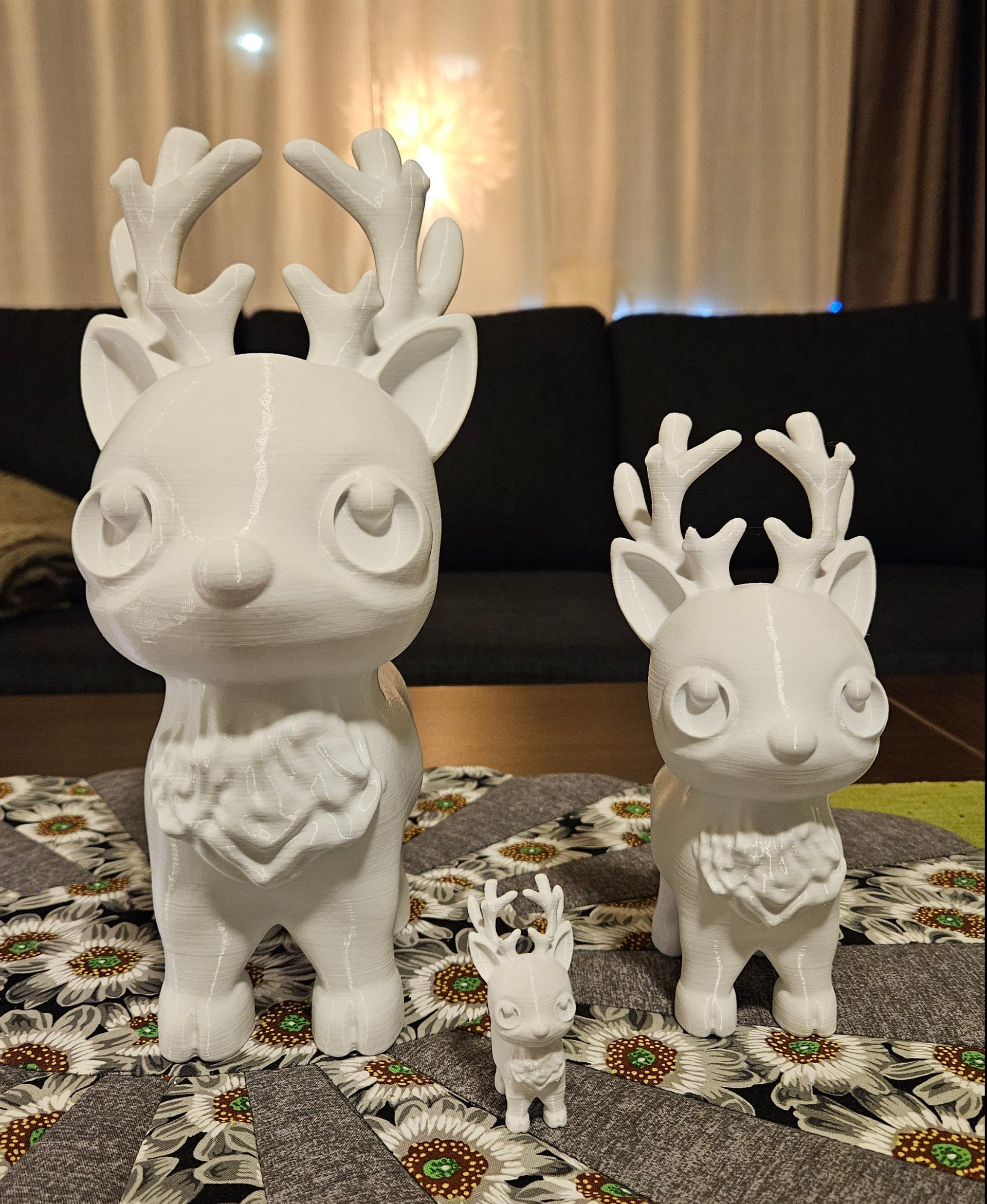 Happy Lil Reindeer - Thank you for making this , i printed it in 100% , 300% and 450% and its awesome :-) - 3d model