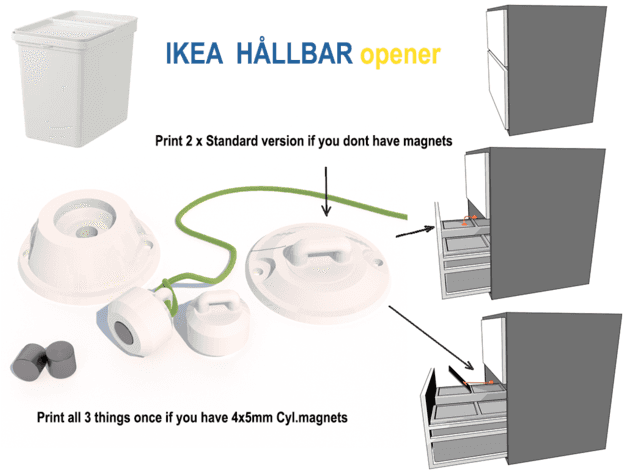 Simple IKEA Trash can opener (removable) 3d model
