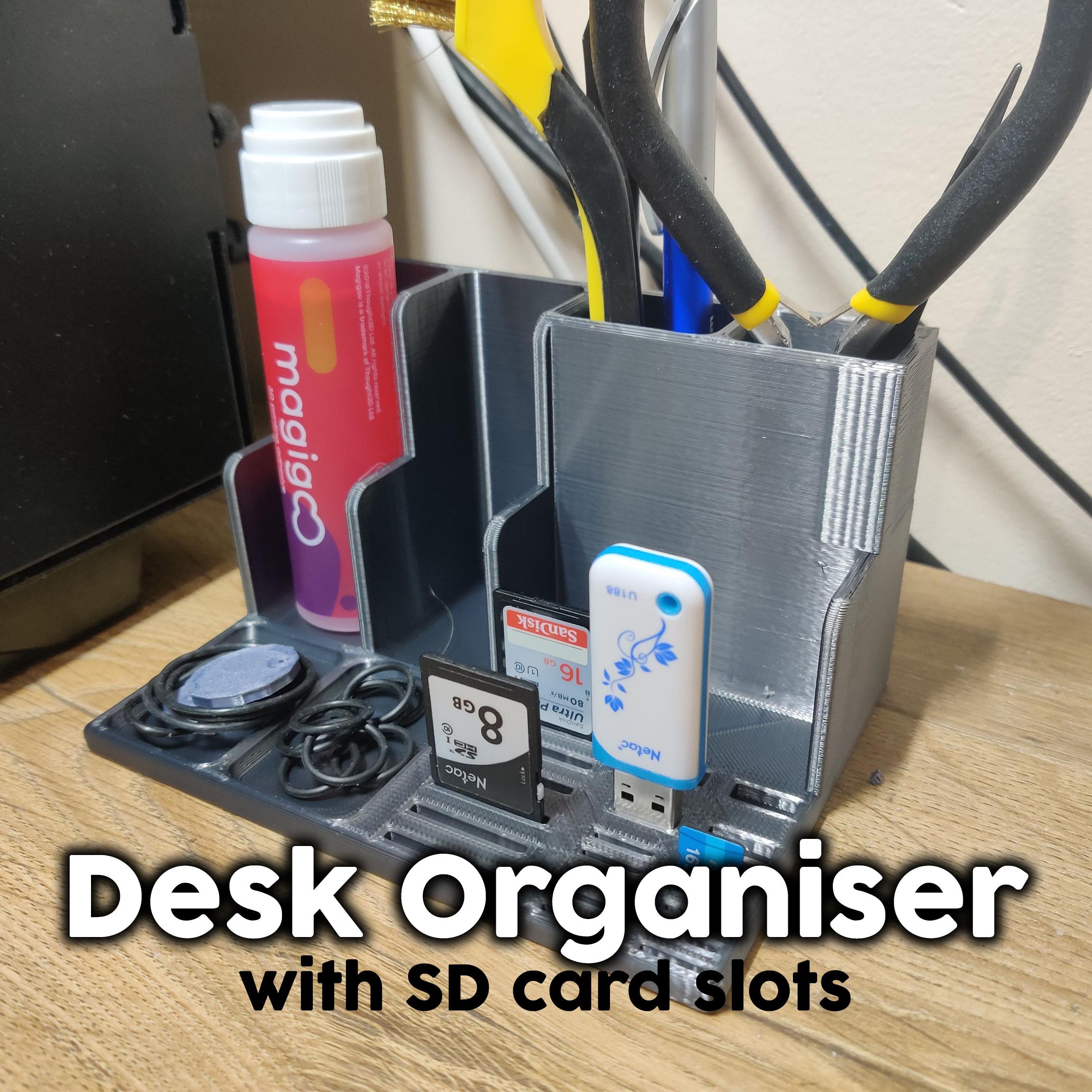 Desk Organiser with SD card holders 3d model