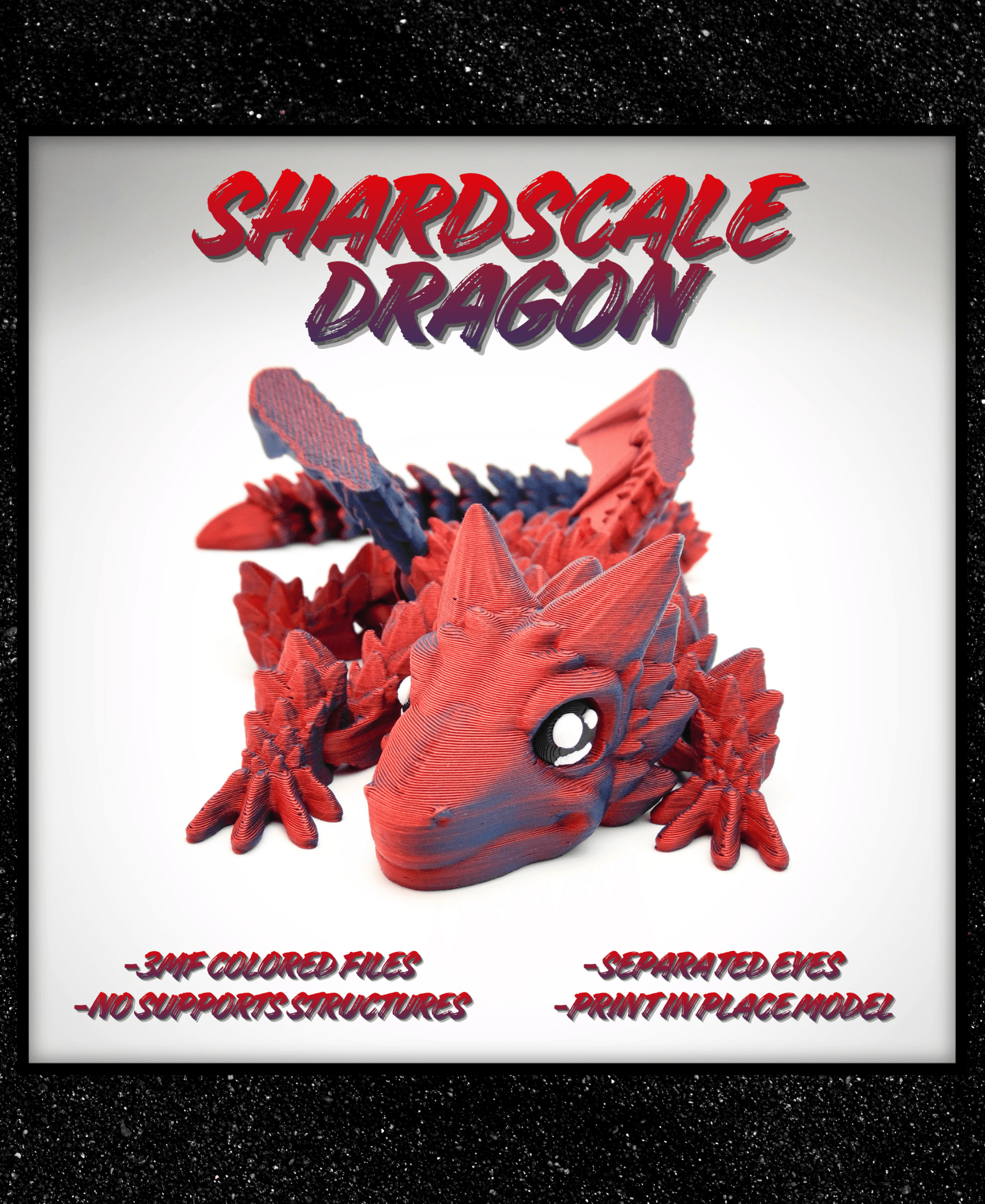 Shardscale Dragon - moveable Wings - Print in Place 3d model