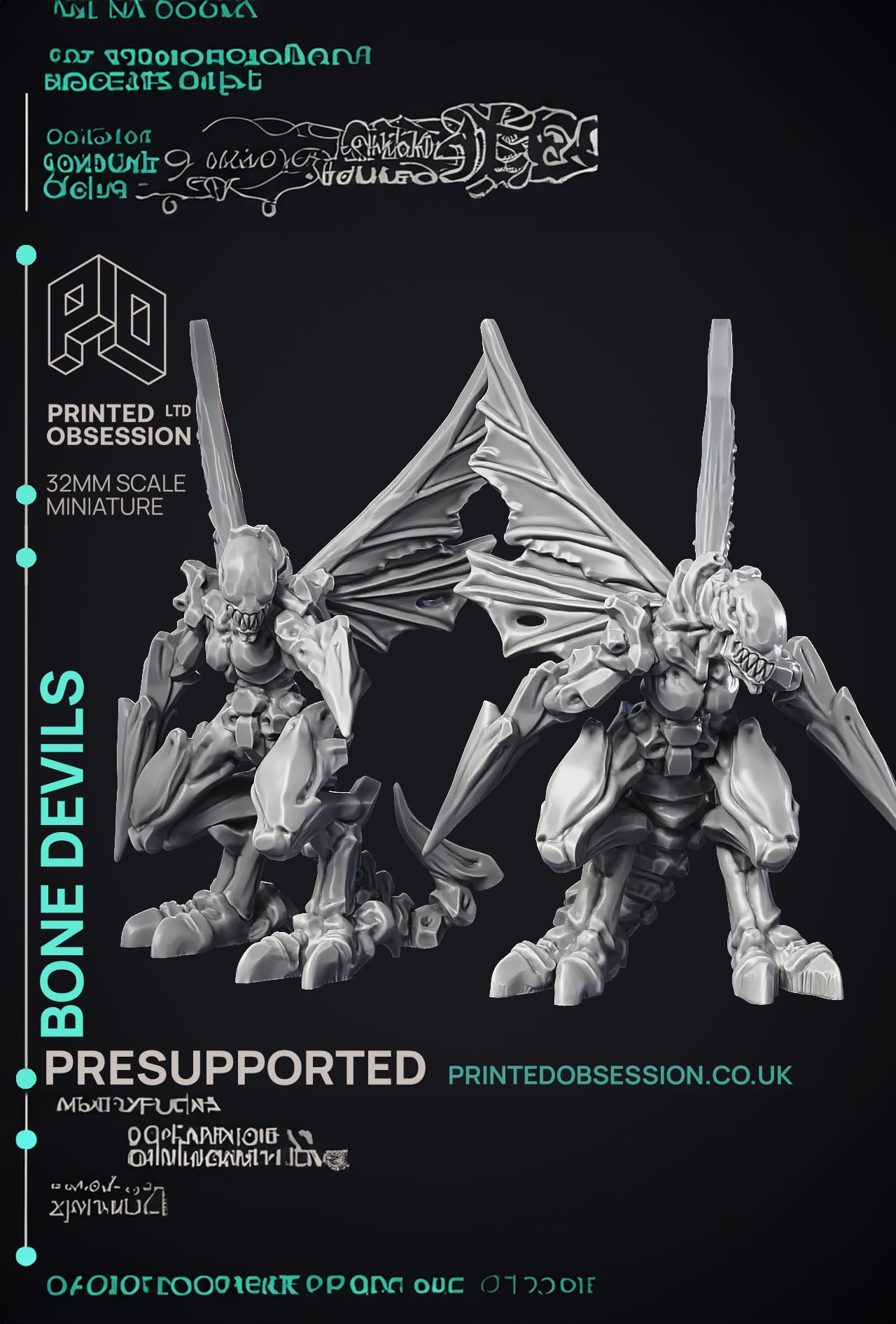 Bone Walkers - 2 Medium devils - PRESUPPORTED - Hell Hath No Fury - 32 mm scale 3d model