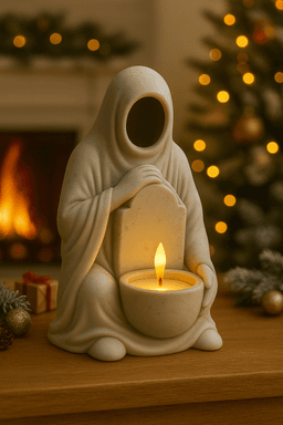 Faceless Hooded Monk Candle Holder STL | Gothic Tea Light Statue 3d model